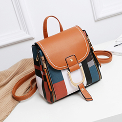 WMNS Rectangular Color Block Backpack - Flap Top / Zip Closure